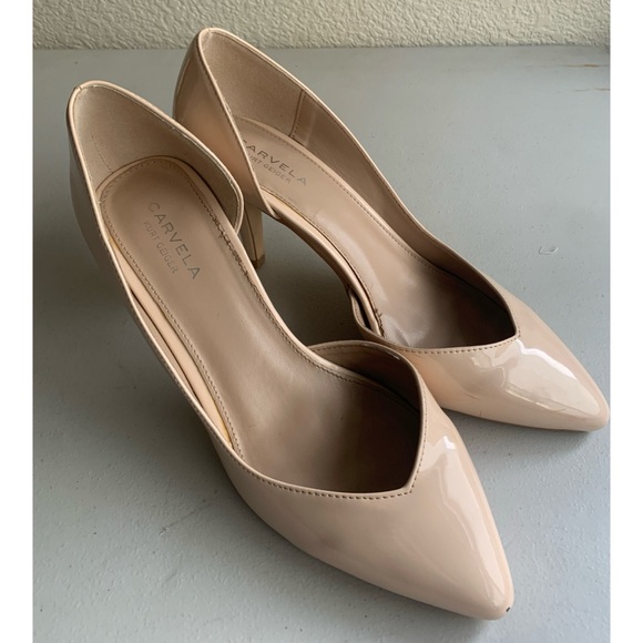 Carvela Kurt Geiger Mid Heel Patent Leather Court Heels Nude Women’s Size 40 - Picture 4 of 8